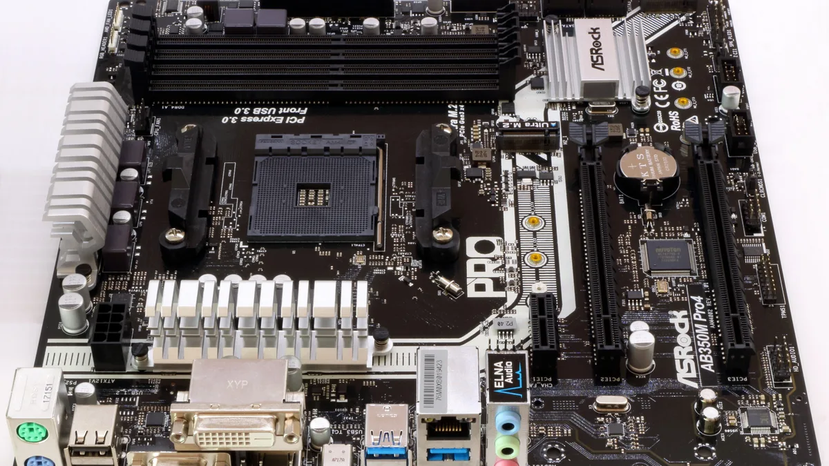 A micro-ATX AM4 motherboard, the type of affordable board a $500 gaming PC build uses